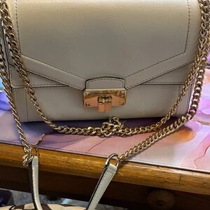 Michael Kors Cream Crossbody Bag with Gold Chain